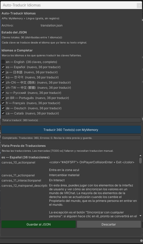 Resultados de la traduccion
