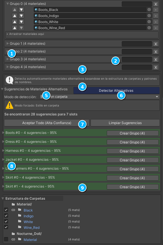 Inspector MRAgruparMateriales - Sugerencias