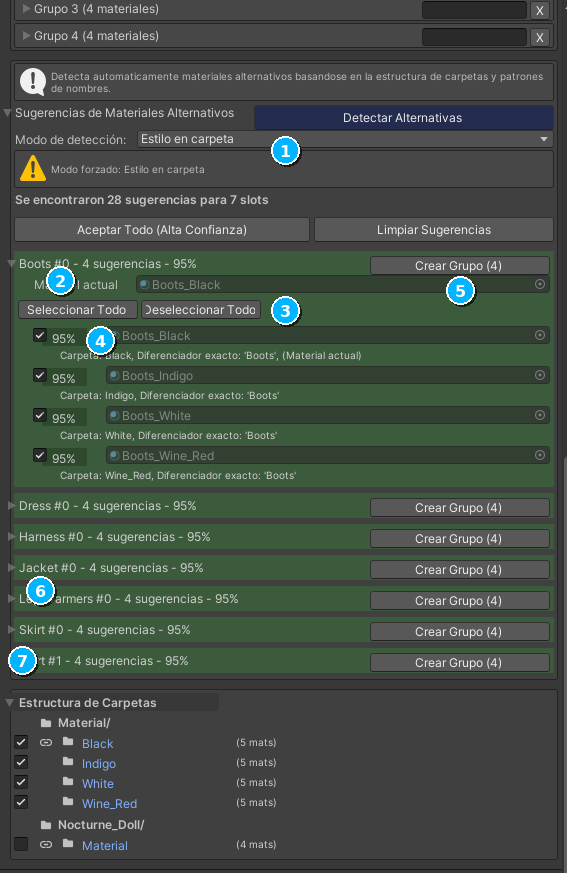 Inspector MRAgruparMateriales - Detalle de Sugerencias